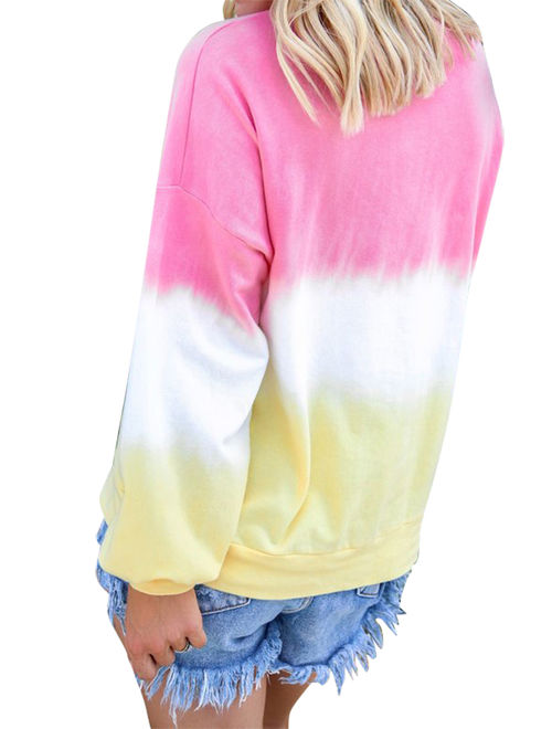 DYMADE Women's Pull Over Gradient Printed Long Sleeve Sweatshirt