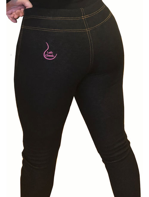 Left Cheek Petite Jeggings- Black