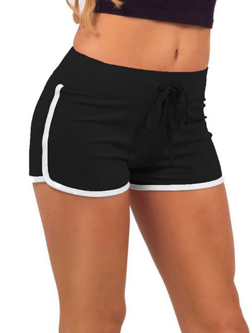 Women's Sexy Drawstring Waist Elastic Yoga Workout Sports Beach Shorts Summer