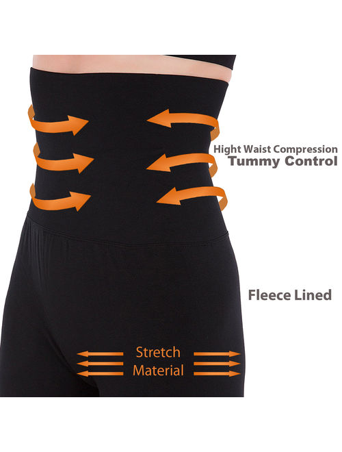 2-Pack Tummy Control Full Length High Waist Compression Leggings Top Pants Fleece Lined