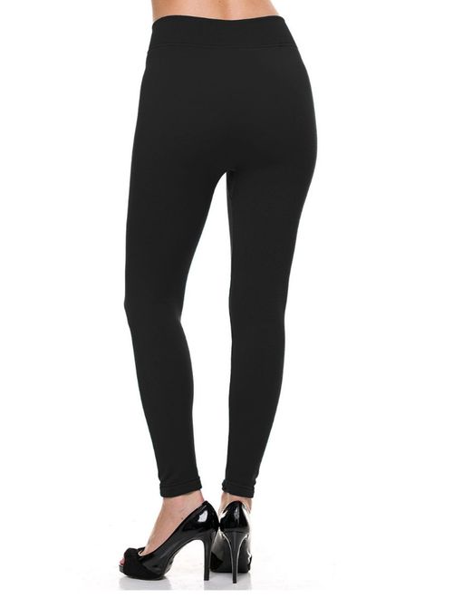 Kuda Moda 2 Pack Women's High Waist Warm Thermal Fleece Lined Full Length Leggings with Flattering Front Seam