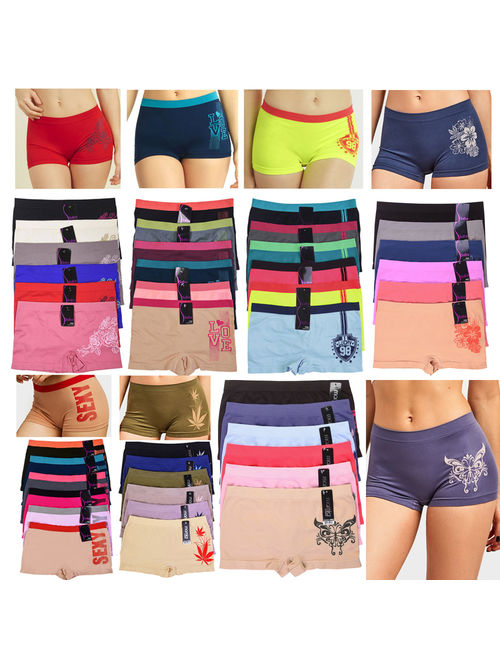 Womens Seamless Underwear Boyshort Ladies Panties Spandex Panty Workout Boxer  briefs 5-Pack 