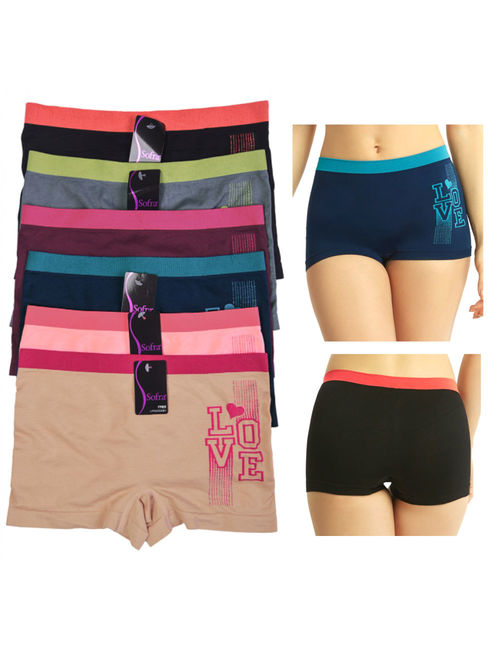 Womens Seamless Underwear Boyshort Ladies Panties Spandex Panty Workout  Boxer Briefs 5 Pack 
