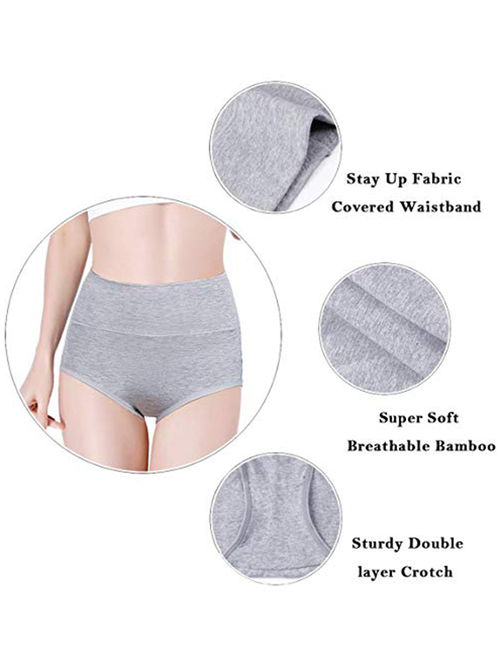 Womens Plus Size Cotton Briefs High Waist Underwear Tummy Control C Section Recovery Soft Stretch Cotton Hipster Brief Panties Underwear - 4 Pack