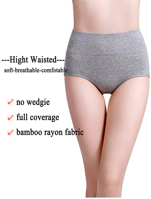 Womens Plus Size Cotton Briefs High Waist Underwear Tummy Control C Section Recovery Soft Stretch Cotton Hipster Brief Panties Underwear - 4 Pack