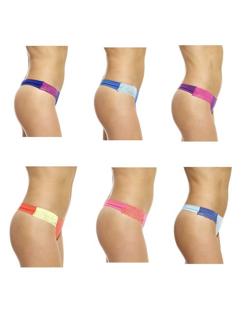 6P-12158-XL Just Intimates Thongs / Panties for Women (Pack of 6)