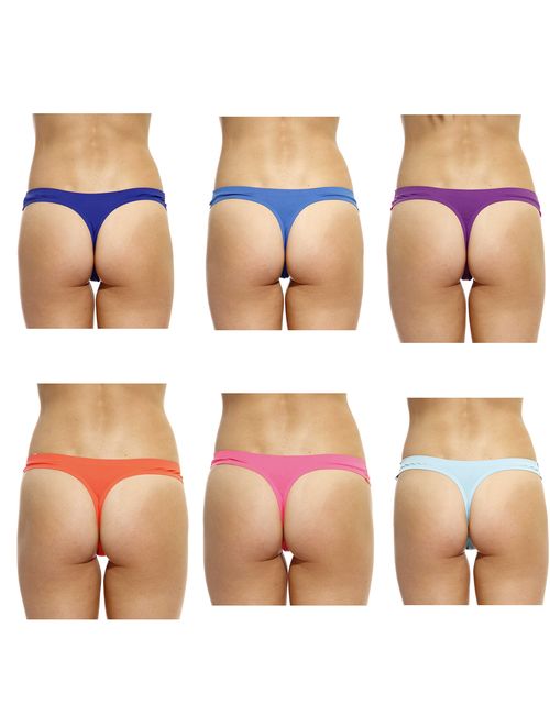 6P-12158-XL Just Intimates Thongs / Panties for Women (Pack of 6)