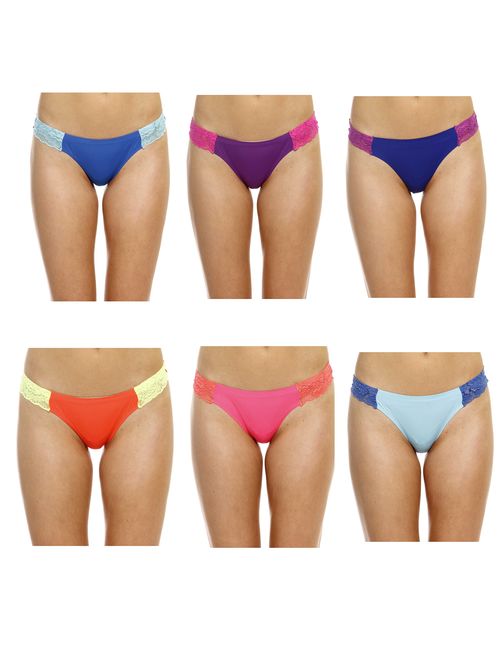 6P-12158-XL Just Intimates Thongs / Panties for Women (Pack of 6)