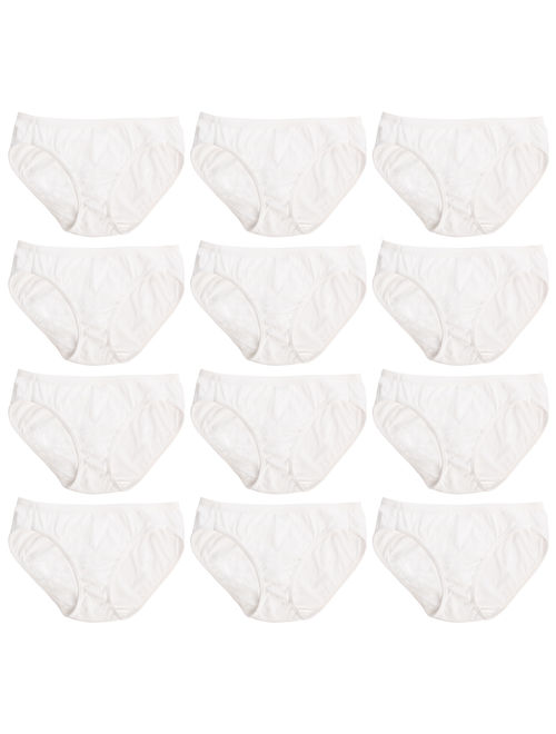 Buy Hanes (12 Pack) 100% White Cotton Bikini Underwear Women Panties ...