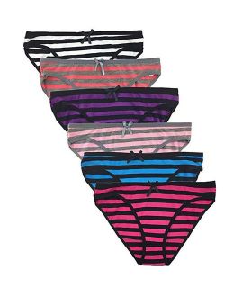 Nabtos Women's Cotton Underwear Sexy Bikini Stripes Panties Pack of 6 XS