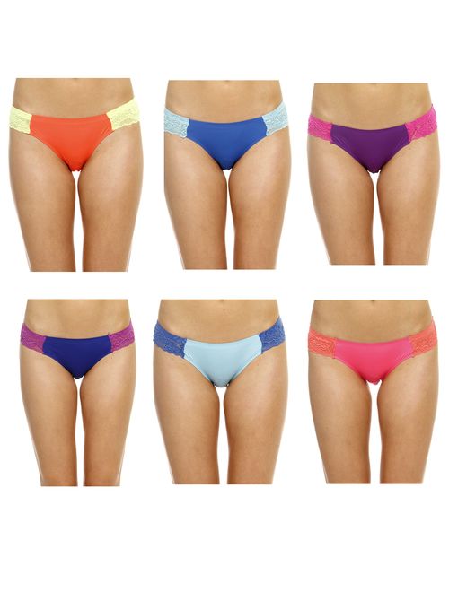 Just Intimates Bikini Underwear - neon lace (Pack of 6)