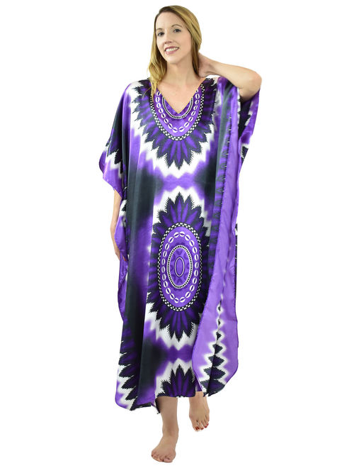 Up2date Fashion's Women's Caftan / Kaftan / Muumuu / Mumu, Violet Print