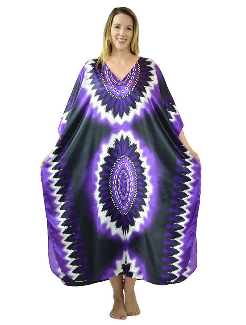 Up2date Fashion's Women's Caftan / Kaftan / Muumuu / Mumu, Violet Print