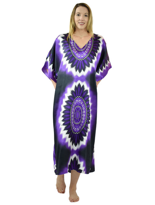 Up2date Fashion's Women's Caftan / Kaftan / Muumuu / Mumu, Violet Print