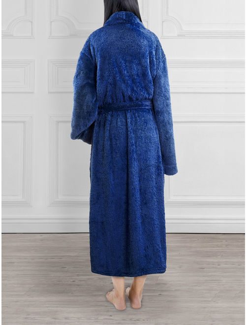 Premium Womens Plush Soft Robe by PAVILIA | Fluffy, Warm, Sherpa Fleece Bathrobe (S/M, Blue)