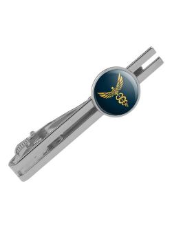 Caduceus Medical Symbol Doctor Nurse EMT Round Tie Bar Clip Clasp Tack Silver Color Plated