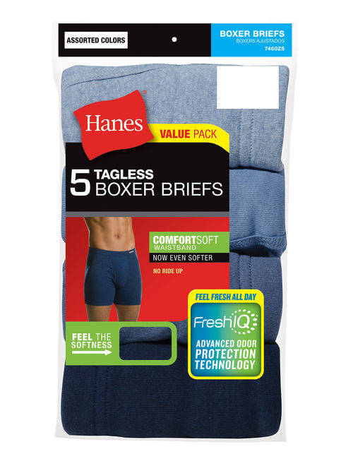 Hanes Men's FreshIQ ComfortSoft Waistband Boxer Brief, 5-Pack