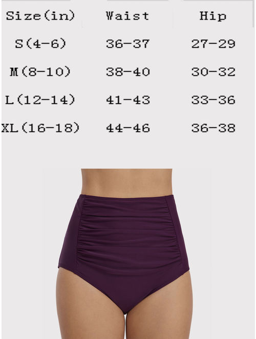 Women Sexy High Waist Bikini Trunks Shirred Tummy Control Tankini Shorts Swimming Bottom Bathing Suit Swimwear