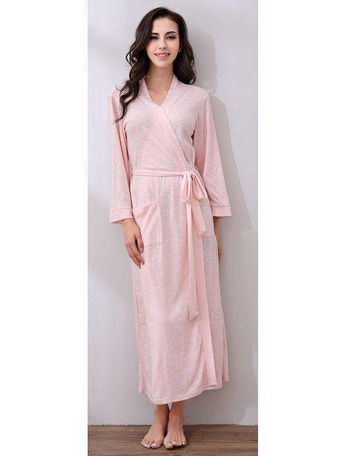 Richie House Women's Long Style Short Sleeve Robe Bathrobe RHW2824-B-L