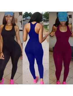 New Women Casual Sleeveless Bodycon Romper Jumpsuit Club Bodysuit Long Pants