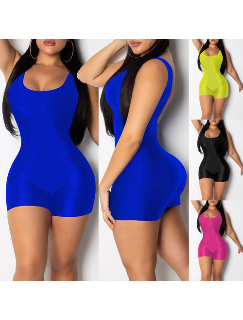 Pudcoco Women Sleeveless Romper Jumpsuit Slim Sport Short Pants Ladies Sexy Playsuit Romper Leotard