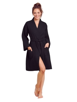 Kimono Waffle Robe Womens Bath SPA Robe Lightweight Cotton &Polyester Blend