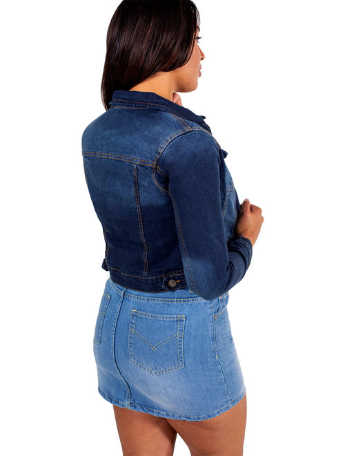 Womens Full Sleeve Coat Casual Jean Soft Denim Jacket Small