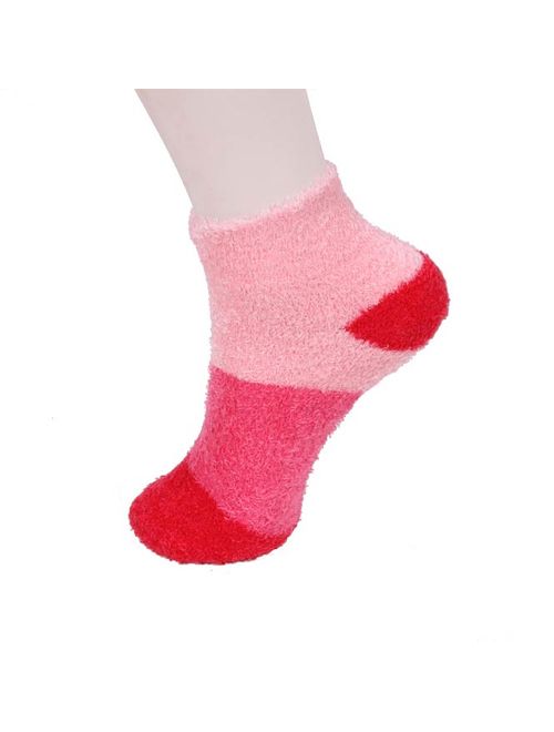 Women's Extra Large Super Aloe Infused Fuzzy Nylon Socks (3 Pairs), Strawberry