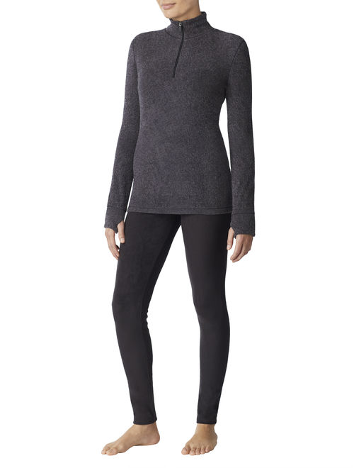 Buy ClimateRight by Cuddl Duds Women's and Women's Plus Stretch Fleece Long  Sleeve Mock Neck Half Zip Sleepwear Top online