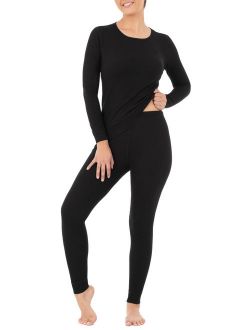 Women's and Women's Plus Thermal Waffle Lounge Top and Bottom- 2 Pack Set