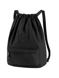 Unisex Casual Drawstring Backpack, Black