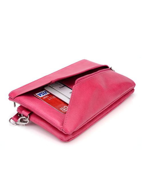 Wristlet smartphone wallet clutch in Pink 6.4