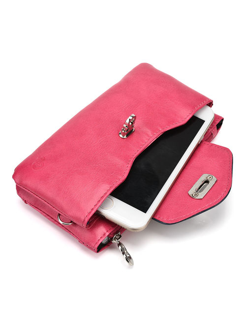 Wristlet smartphone wallet clutch in Pink 6.4