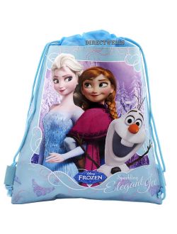 Frozen Elsa Anna and Olaf Light Blue Drawstring Bag