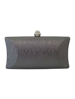 Chicastic Rhinestone Crystal Clasp Hard Box Wedding Evening Bag Bridal Cocktail Clutch Purse Grey