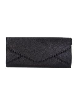 Premium Large Metallic Glitter Envelope Flap Clutch Evening Bag