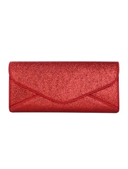 Premium Large Metallic Glitter Envelope Flap Clutch Evening Bag