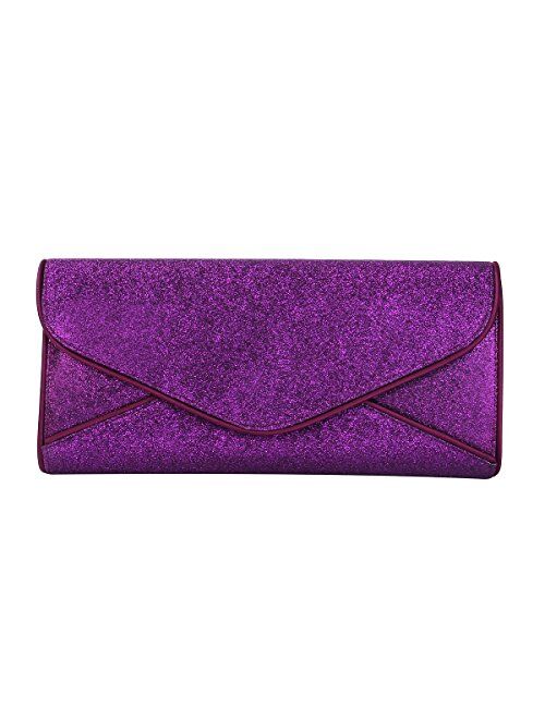 Premium Large Metallic Glitter Envelope Flap Clutch Evening Bag