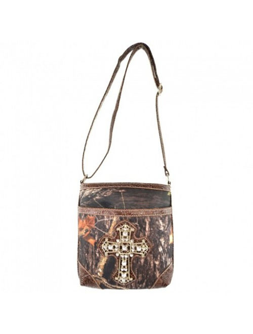 Western Camouflage Rhinestone Cross Womens Purse Cross Body Handbags Messenger