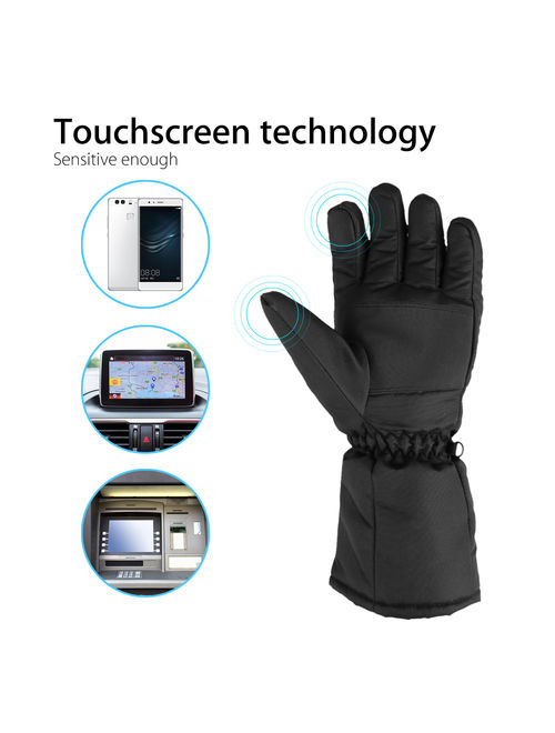 Electric Heated Gloves with Rechargeable Battery Powered Heat Gloves Waterproof Winter Sport Thermal Gloves Touchscreen Handwarmer for Skiing Hiking Climbing Driving, Col