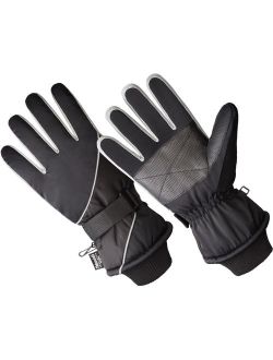 SK1012-OSFM, Men's Premium Ski Glove, 40 gm 3M Thinsulate Lined, Black/Grey (One Size Fits Most)