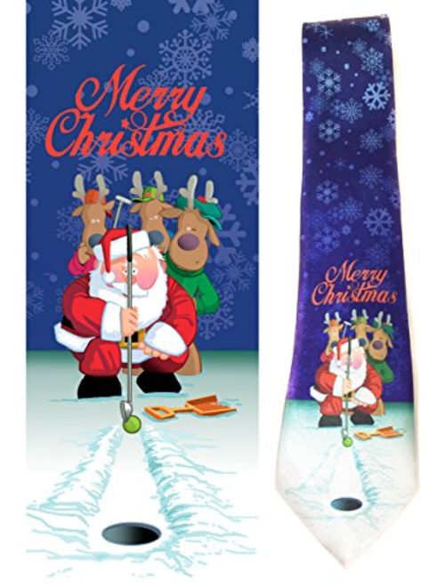 Stonehouse Collection Men's Golf Christmas Tie - Merry Christmas Golfing Neckite26052