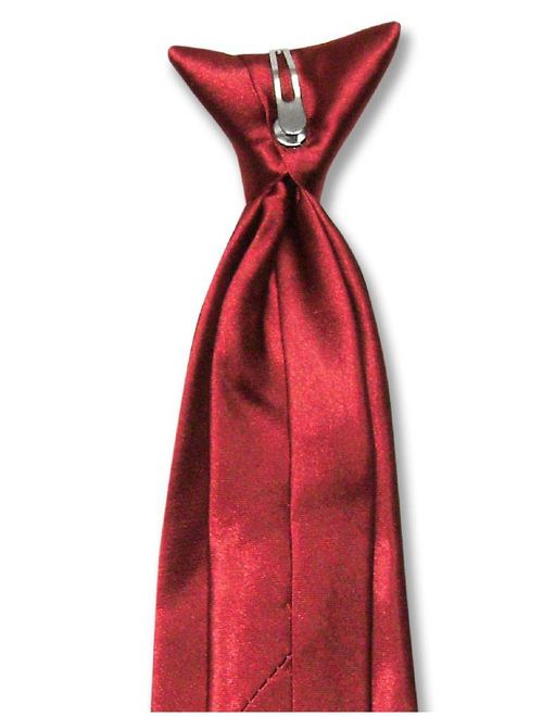 Biagio CLIP-ON NeckTie Solid ROSE RED Color Men's Neck Tie