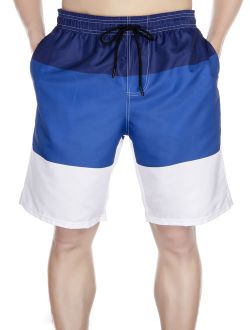 LELINTA Mens Swim Trunks Board Shorts Bathing Suits Elastic Waist  Drawstring Blue/ Red, Up Size To 4X-Large