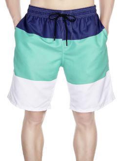 LELINTA Mens Swim Trunks Board Shorts Bathing Suits Elastic Waist  Drawstring Blue/ Red, Up Size To 4X-Large