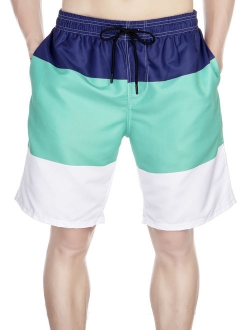 Mens Swim Trunks Summer Watershort Swimsuit Beach Board Quick Dry Colorblock Shorts Bathing Suits Elastic Waist Drawstring, XL-5XL