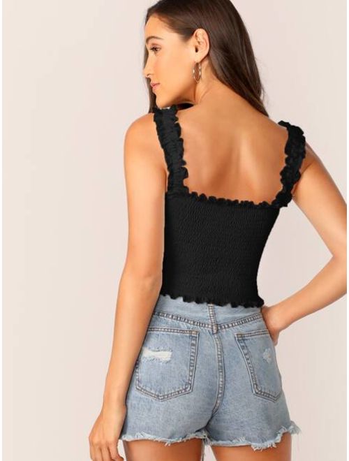 Shein Frill Trim Shirred Top