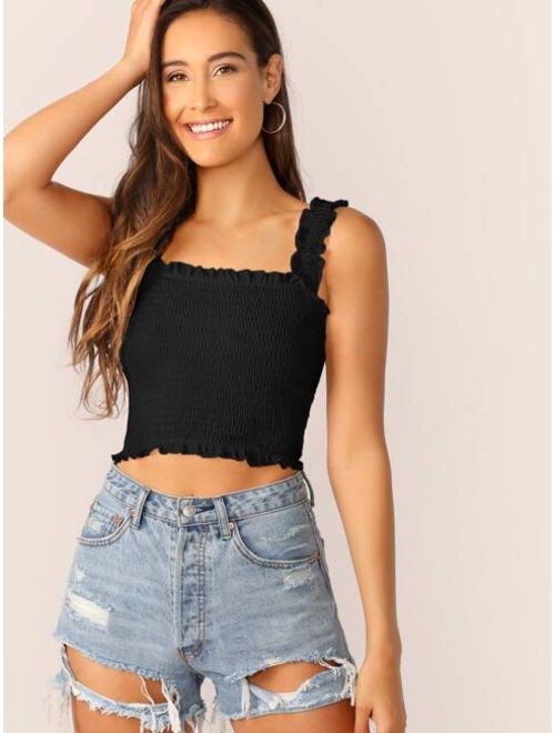 Shein Frill Trim Shirred Top