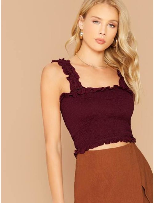 Shein Frill Trim Shirred Top