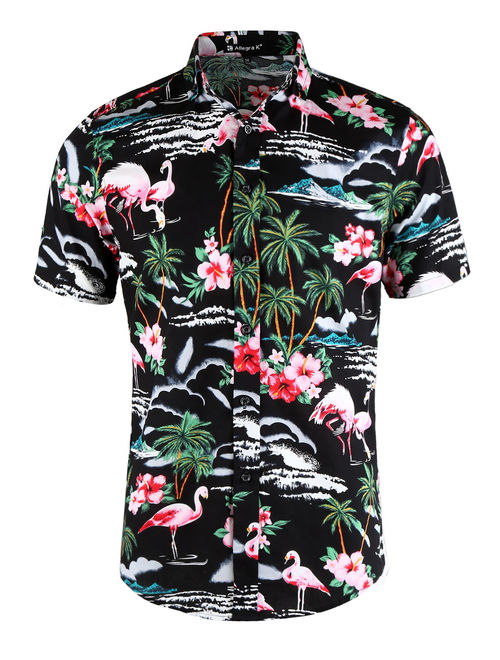 Unique Bargains Men's Summer Pineapple Short Sleeve Button Down Hawaiian Shirt